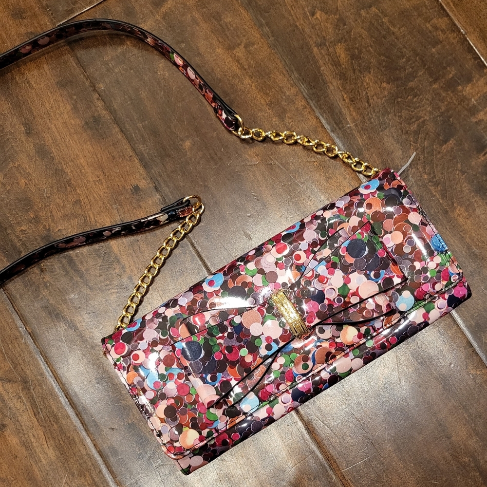 NWOT Betsey Johnson Colorful Polka Dot Bow Putse Clutch